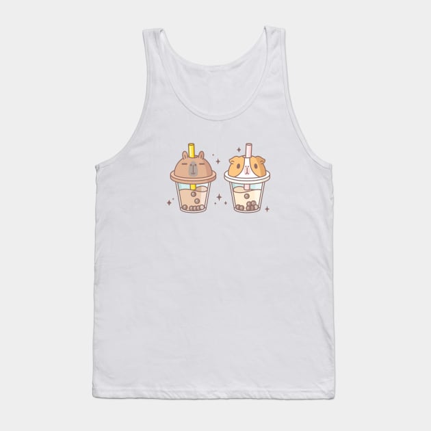 Capybara and Guinea pig Boba Tea Tank Top by Noristudio